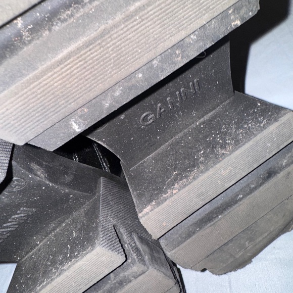 GANNI Cleated Heeled Mid Chelsea Boots in Black Naplack GUC - Picture 12 of 14